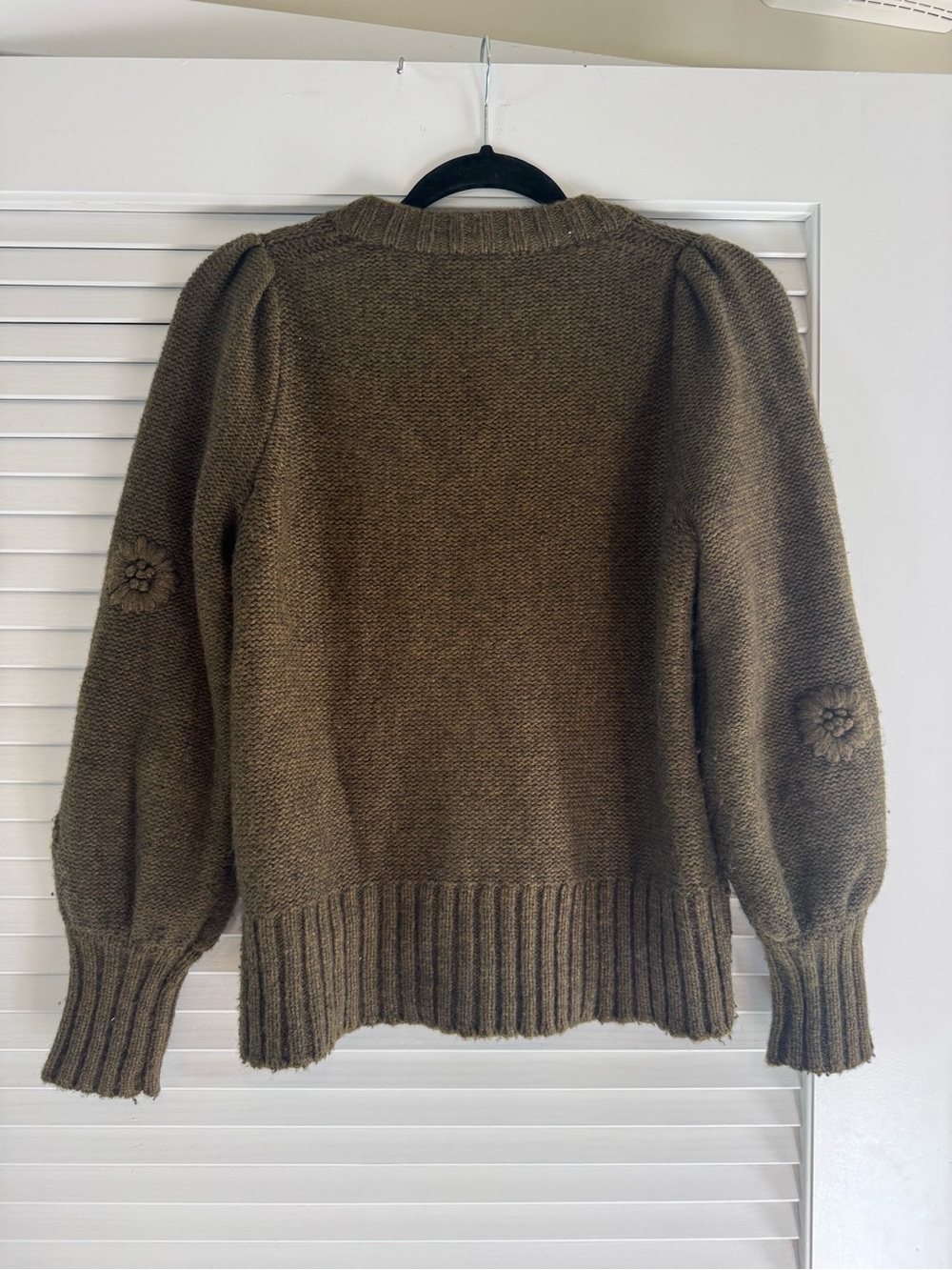 Madewell Olive Green Floral Knit Button-Front Cardigan - Picture 2 of 4